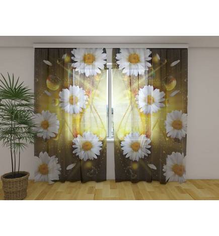 Cortina Personalizada - Abstrato com flores de camomila
