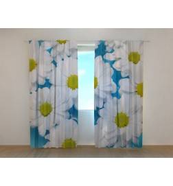 Custom curtain - Chamomile flowers with a blue background