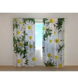 Custom Curtain - Chamomile Flowers - Green Background