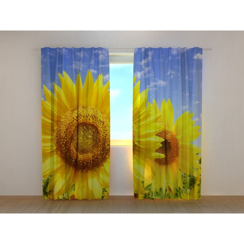 1,00 € Cortina Personalizada - Con girasoles en azul