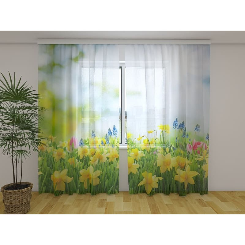 1,00 € Personalized curtain - With yellow daffodils - ARREDALACASA