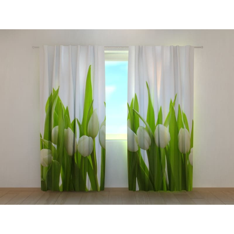 1,00 € Gordijn op maat - Witte tulpen - HUIS MEUBILEREN