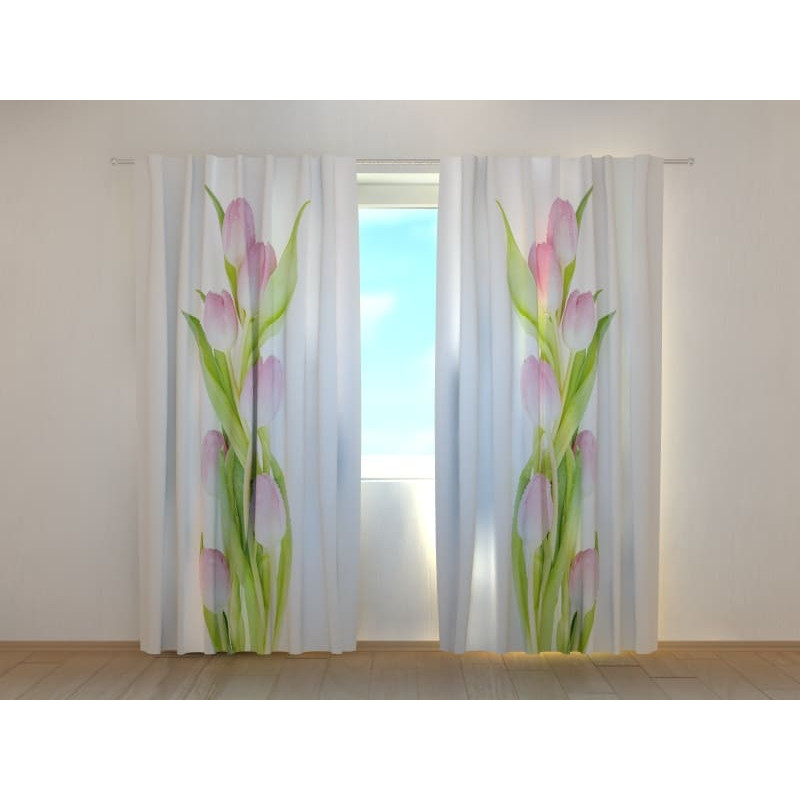 1,00 € Zavesa po meri - Z roza tulipani