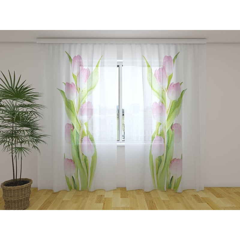 1,00 € Maßgeschneiderter Vorhang – Mit rosa Tulpen