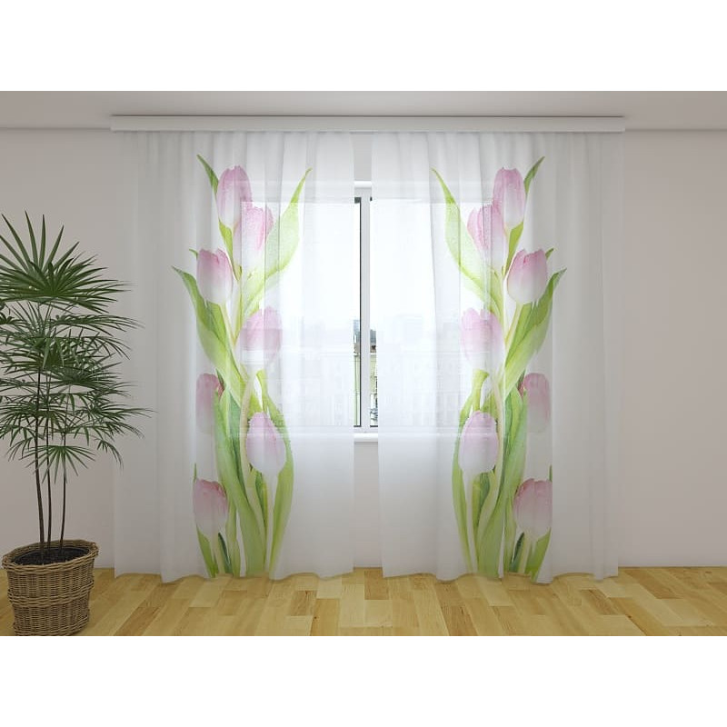 1,00 € Zavesa po meri - Z roza tulipani