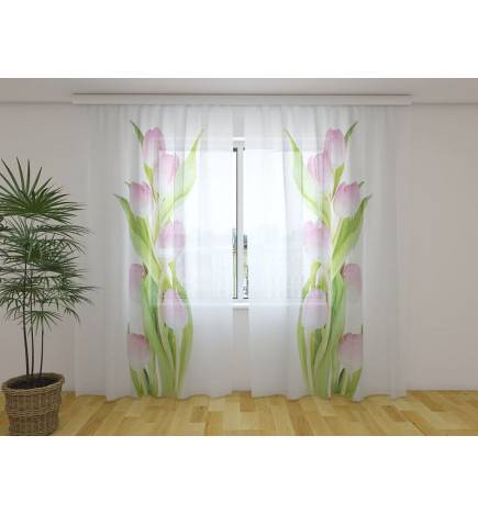 Maßgeschneiderter Vorhang – Mit rosa Tulpen