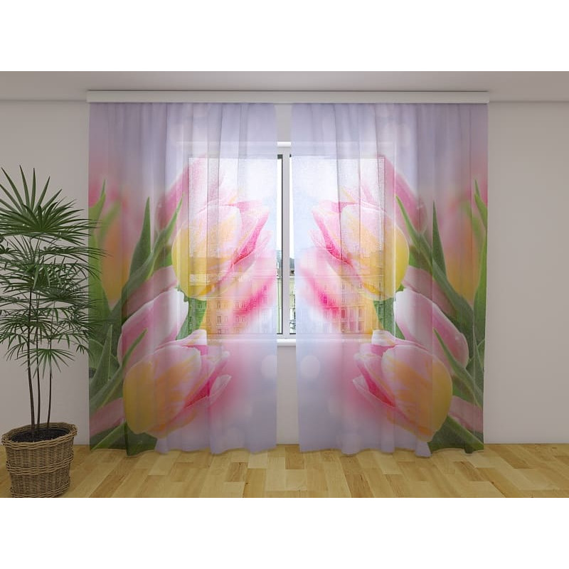 1,00 € Personalized curtain - Pink tulips - FURNISH HOME
