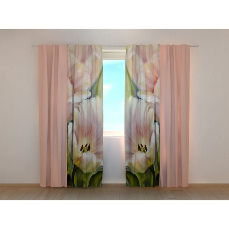 1,00 € Personalized curtain - romantic - With tulips