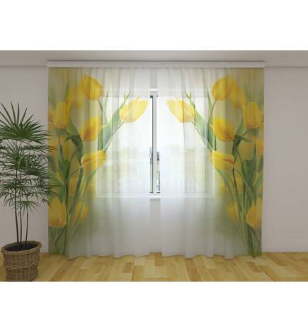 Gordijn op maat - Met gele tulpen