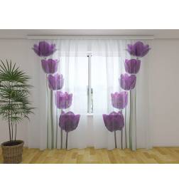 1,00 € Gordijn op maat - artistiek met paarse tulpen