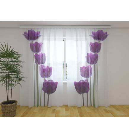 Gordijn op maat - artistiek met paarse tulpen