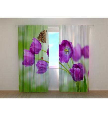 1,00 € Gordijn op maat - Paarse tulpen - HUIS MEUBILEREN