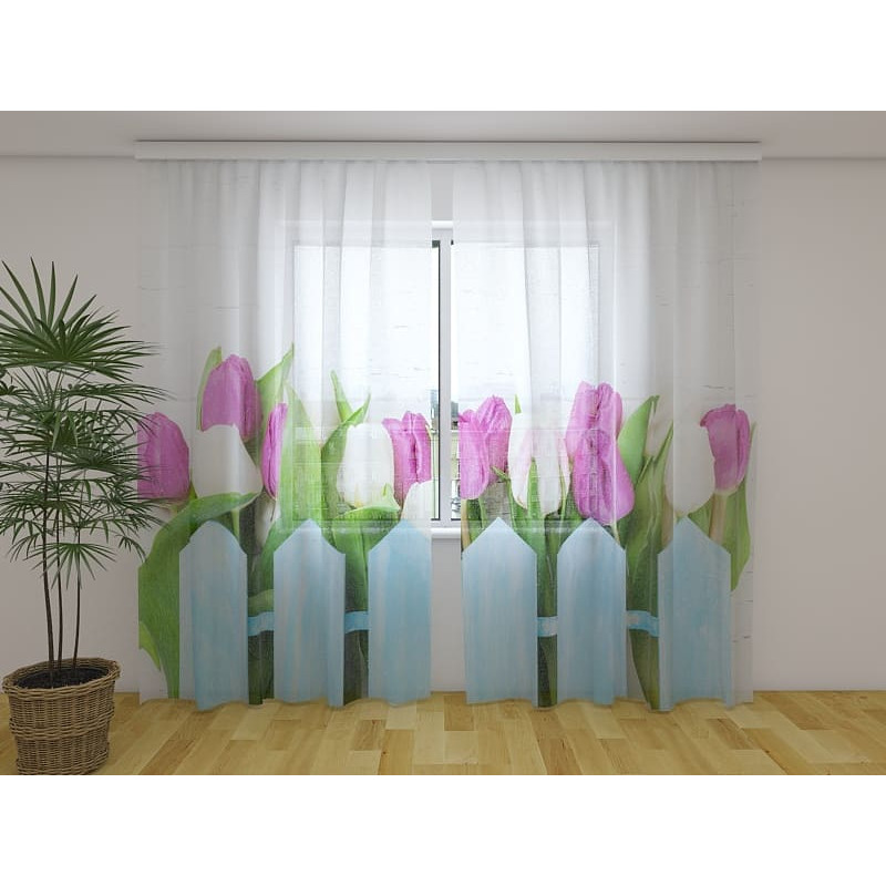 1,00 € Individualizuotos užuolaidos – su baltomis ir violetinėmis tulpėmis