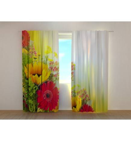 1,00 € Custom curtain - With yellow and red gerbera flowers