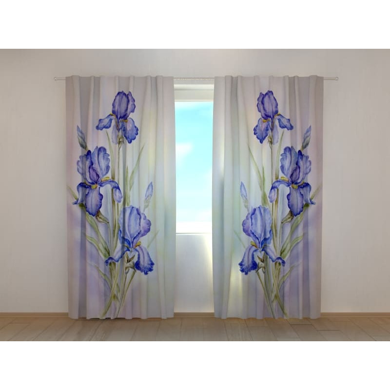 1,00 € Gordijn op maat - Met irisbloemen