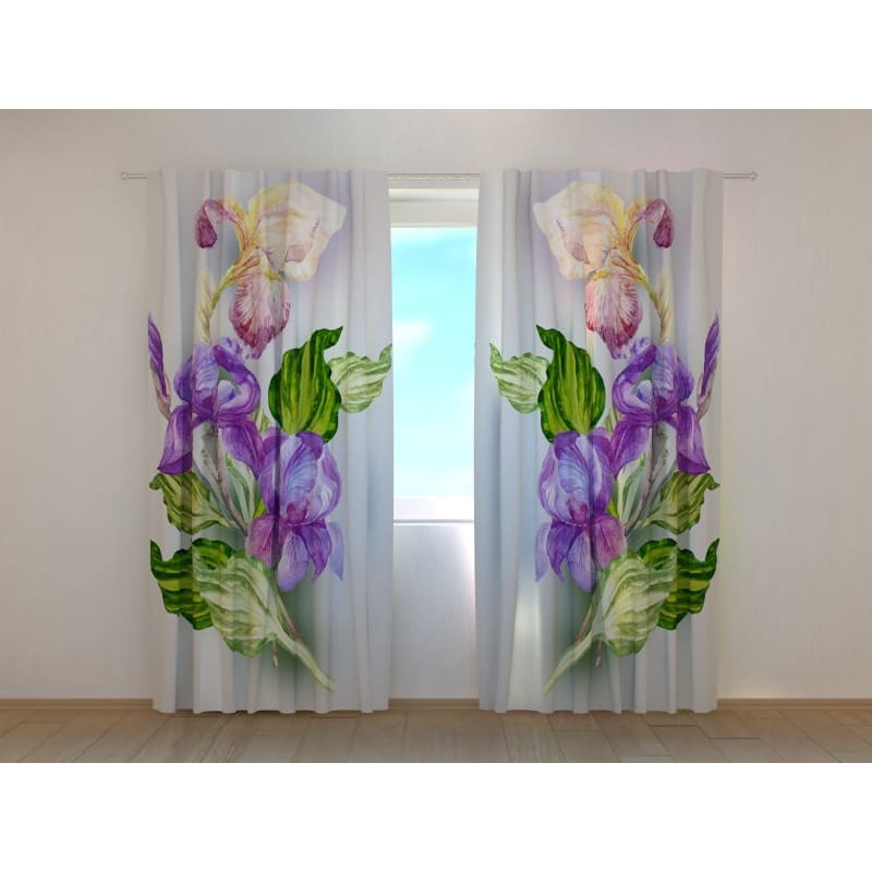 1,00 € Personalized curtain - With the leaves and flowers of irises