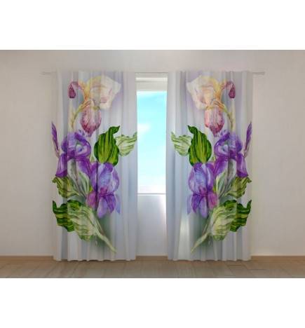 1,00 € Gepersonaliseerde gordijn - Met de bladeren en bloemen van irissen