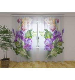 Personalisierter Vorhang – Mit den Blättern und Blüten von Schwertlilien