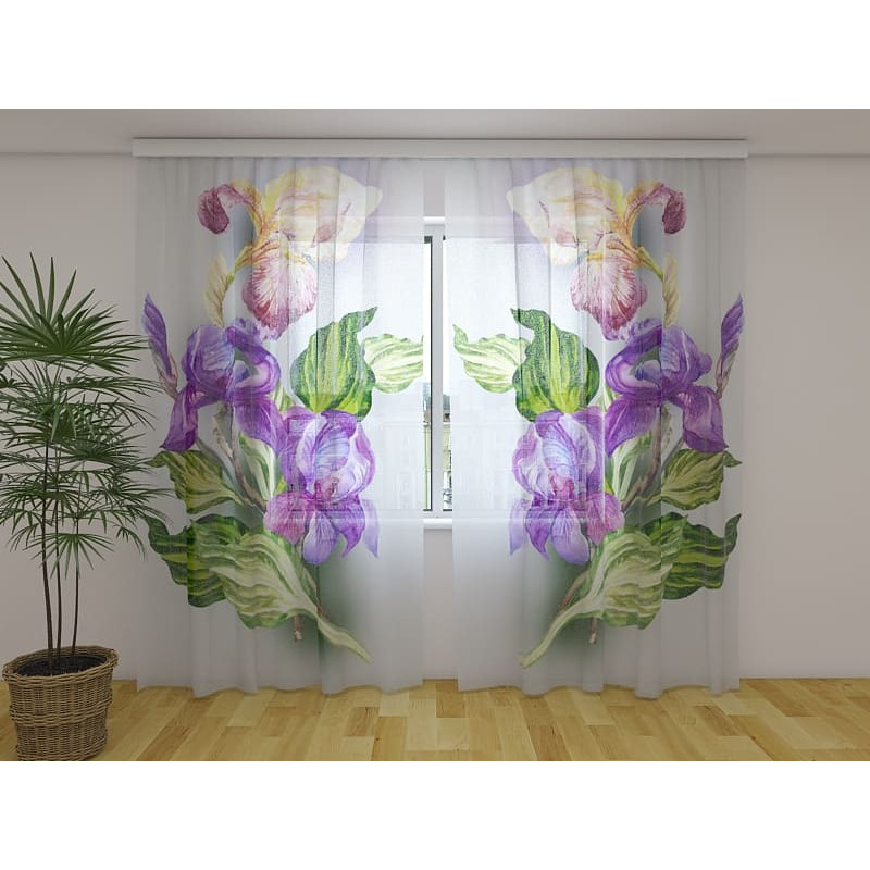 1,00 € Cortina personalizada - Con hojas y flores de lirios