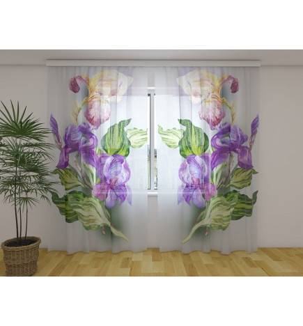 Prilagojena zavesa - z iris listi in rožami