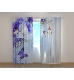 Rideau personnalisé - Papillons et fleurs d'iris