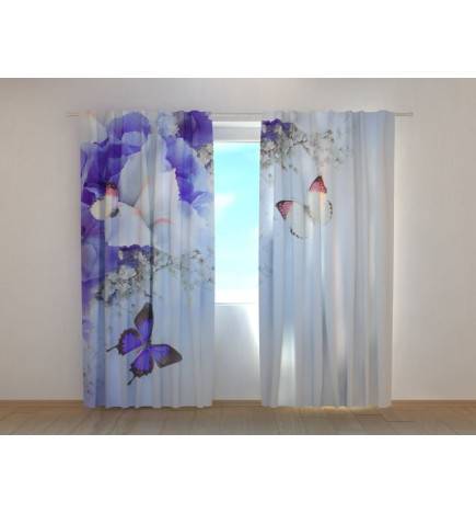 Cortina personalizada - Mariposas y flores de iris