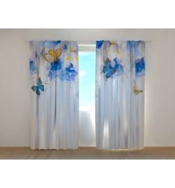 1,00 € Maßgeschneiderter Vorhang – mit blauen Irisblüten und Schmetterlingen