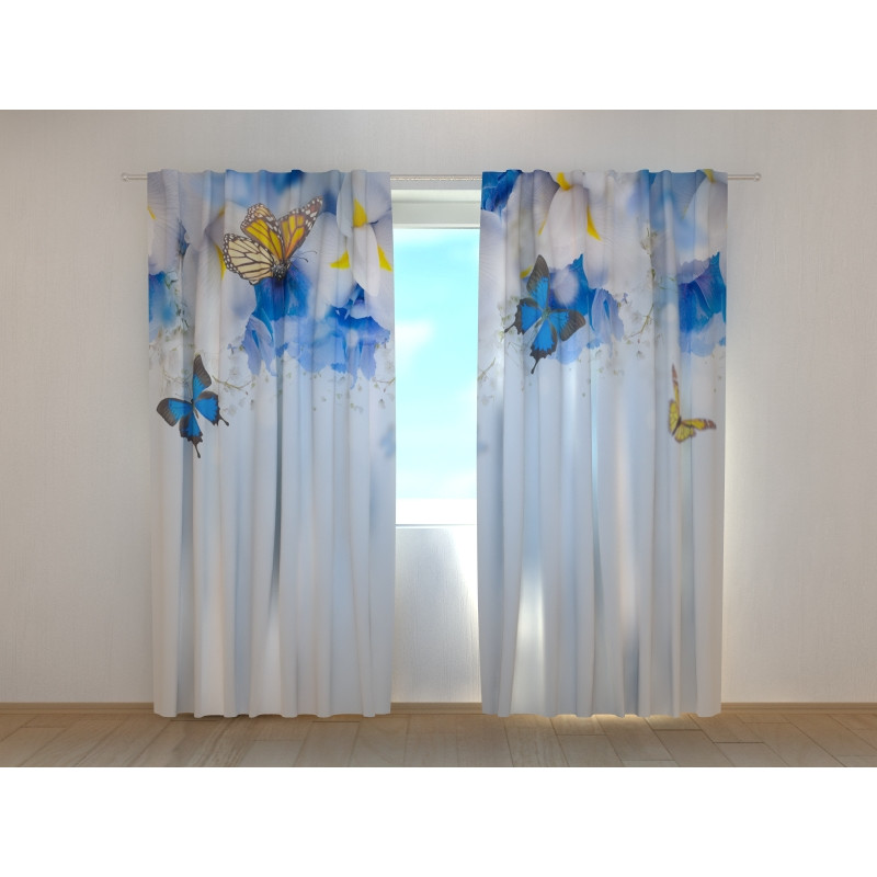 1,00 € Custom curtain - with blue iris flowers and butterflies 1,00 € Custom curtain - with blue iris flowers and butterflies