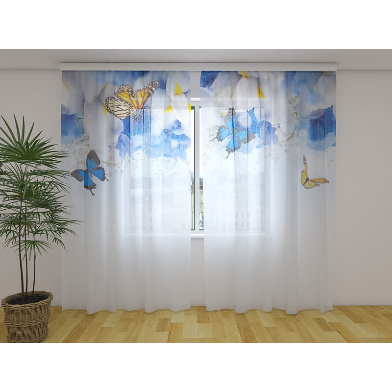 1,00 €Rideau personnalisé - avec fleurs d'iris bleus et papillons