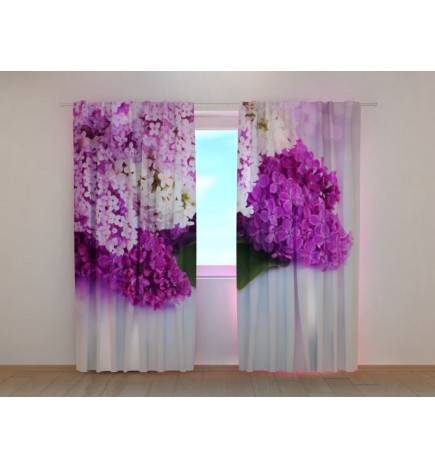 1,00 € Maßgeschneiderter Vorhang – mit weißen und lila lila Blumen