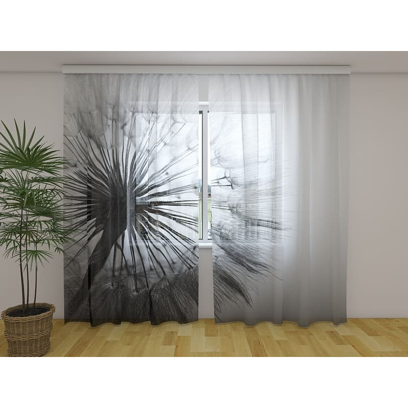 1,00 € Benutzerdefinierter Vorhang – Schwarz-weiße Wildblume