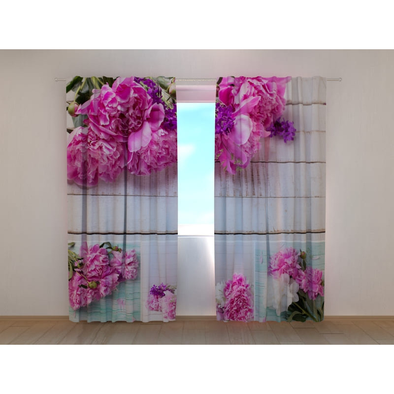 1,00 €Tenda personalizzata - con un collage di peonie sul legno