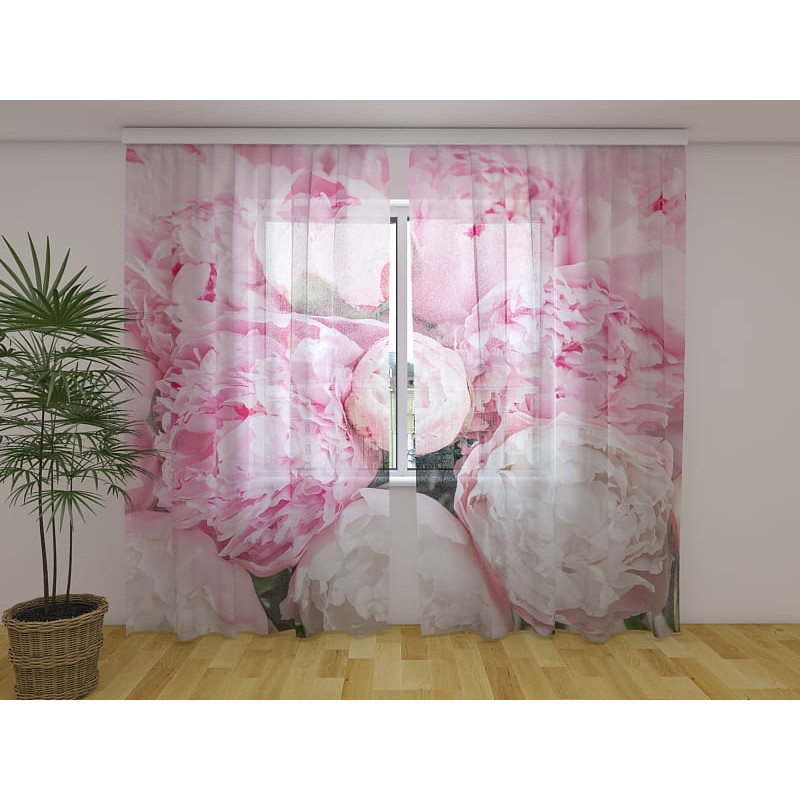 1,00 € Gepersonaliseerd gordijn - met roze pioenrozen