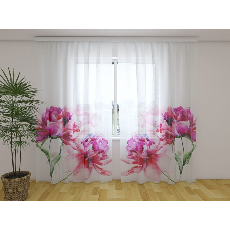 1,00 € Perdeau Personalizat - Cu bujori roz inchis