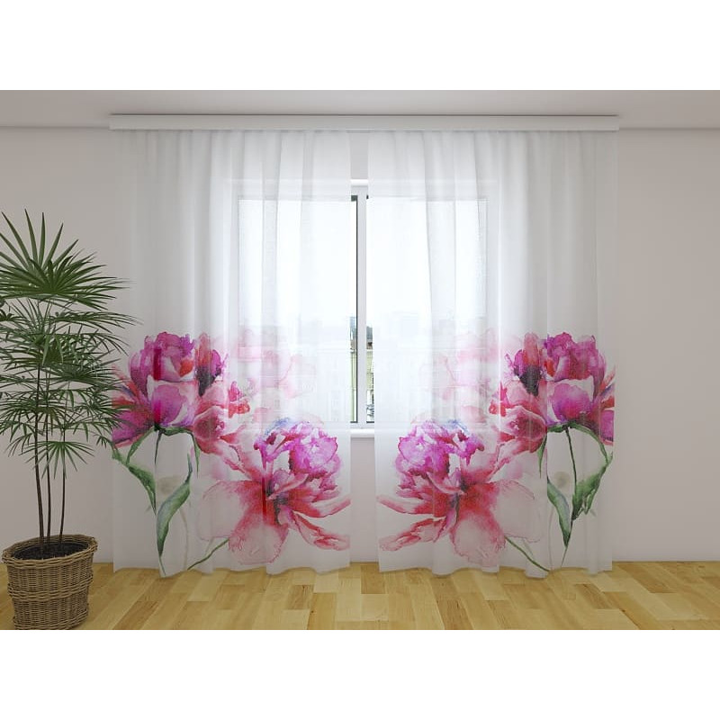 1,00 € Personalized Curtain - With dark pink peonies