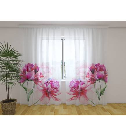 Personalized Curtain - With dark pink peonies