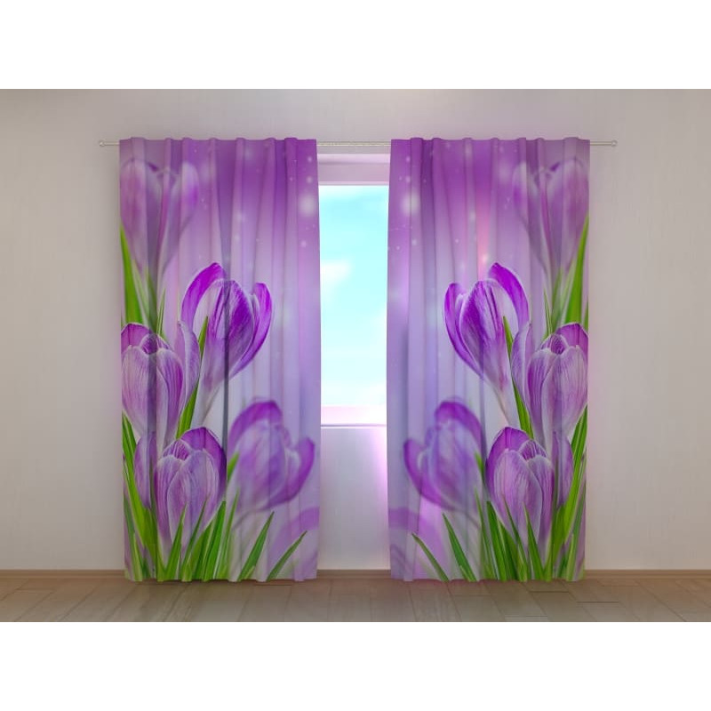 1,00 € Personalized Curtain - With crocus flowers and leaves