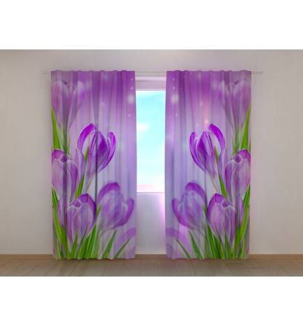 1,00 € Personalized Curtain - With crocus flowers and leaves