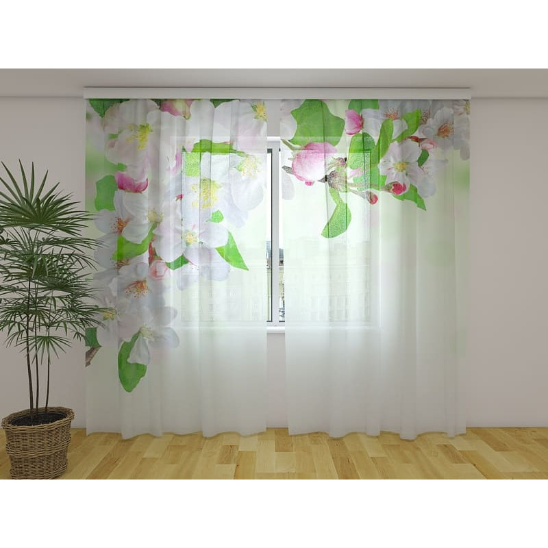 1,00 € Gepersonaliseerd gordijn - delicate bladeren en bloemen