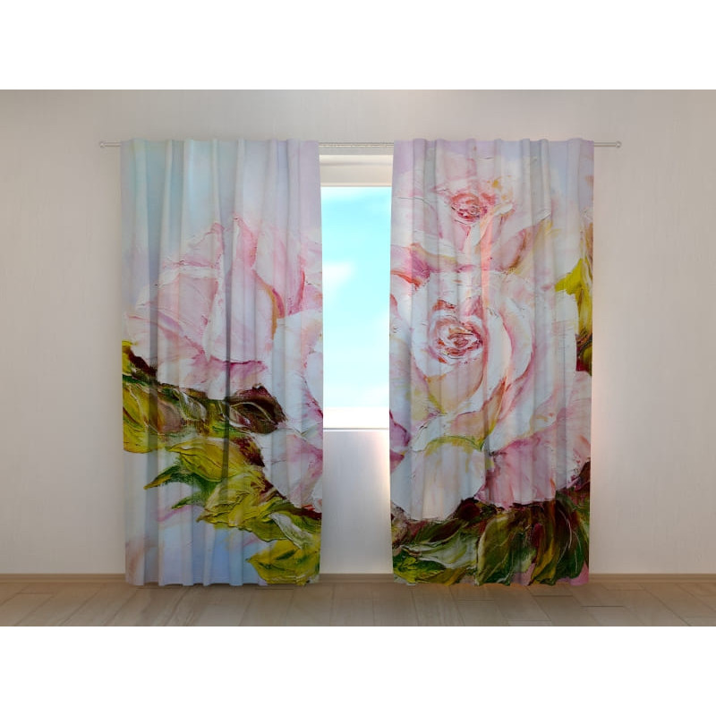 1,00 €Rideau personnalisé - Feuilles et fleurs rose clair
