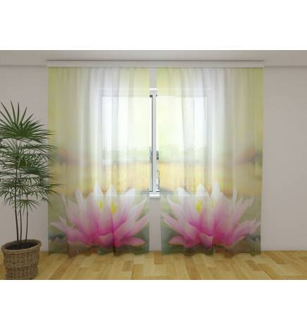 Personalized Curtain - With Pink Lotus Flowers