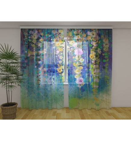 Maßgeschneiderter Vorhang – Abstrakter Naif – mit Blumen