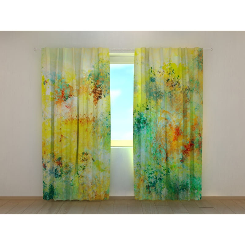 1,00 € Custom Curtain - Abstract & Floral - Green