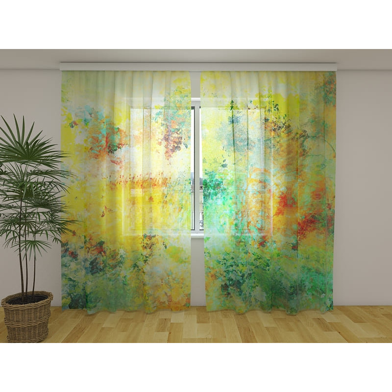 1,00 € Custom Curtain - Abstract & Floral - Green