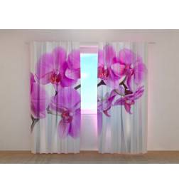Individualizuotos užuolaidos – elegantiškos – su violetinėmis orchidėjomis