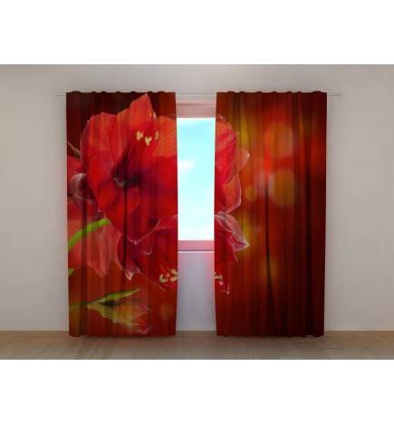 Custom curtain - with red hibiscus flowers