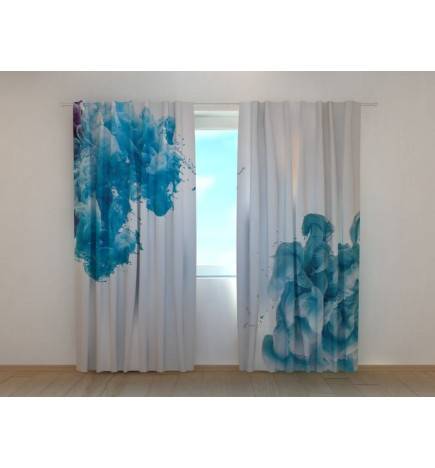 Personalisierter Vorhang – abstrakt und floral – blaue Blumen