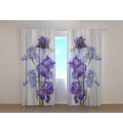 Personalisierter Vorhang - Designer - Mit hellblauen und blauen Blumen