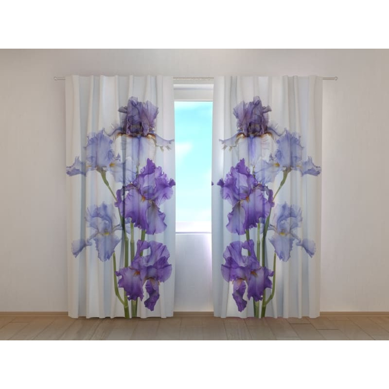 1,00 € Gepersonaliseerd gordijn - ontwerper - Met lichtblauwe en blauwe bloemen