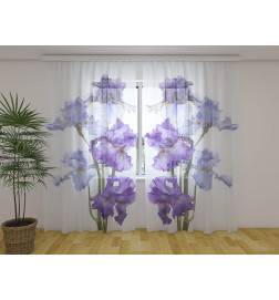 Personalisierter Vorhang - Designer - Mit hellblauen und blauen Blumen